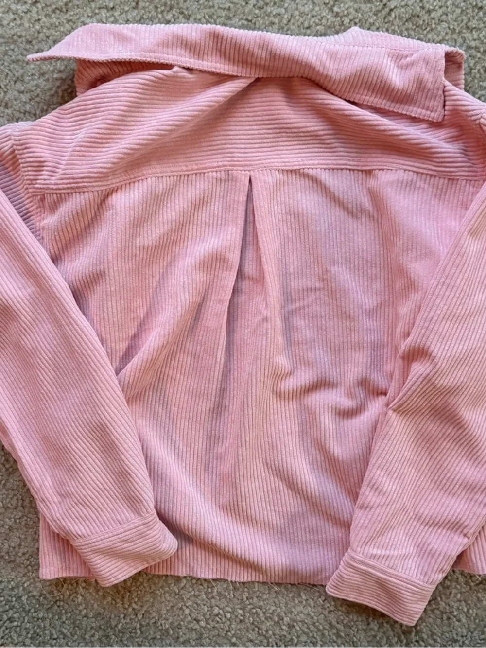 Women's Pink Corduroy Button-Front Shacket